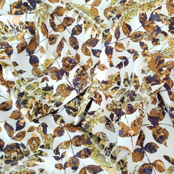 J. Jill Fern Print Button Back Sky Blue Blouse Boxy Viscose Rayon Women XS - Picture 6 of 8